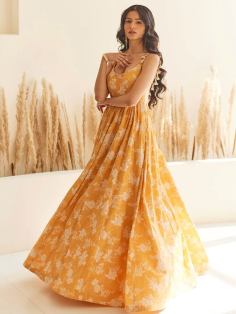 NWT KYNAH Anushree Yellow Floral Gown XS